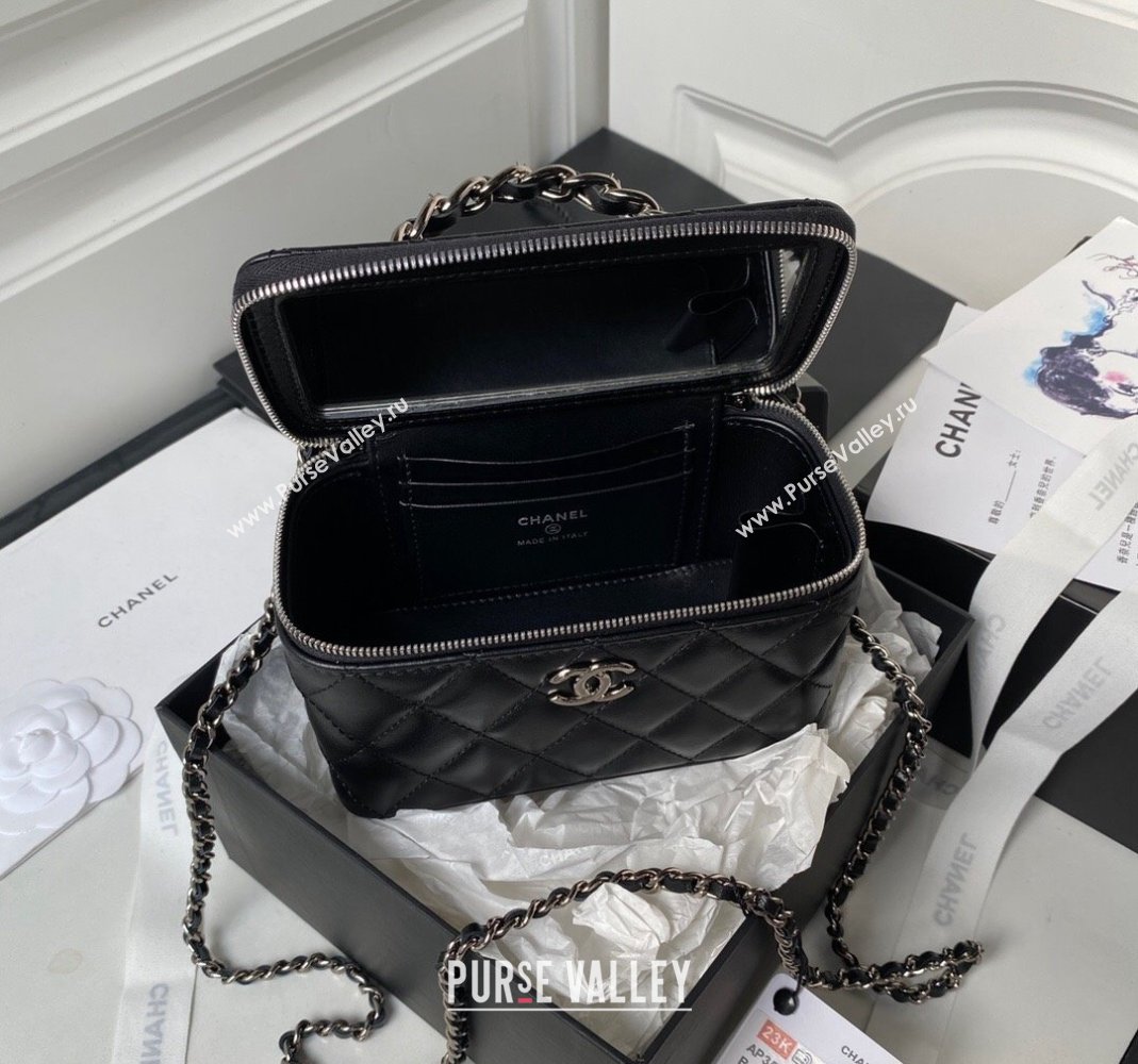 Chanel Shiny Crumpled Calfskin Clutch with Chain AP3593 Black 2023 (yezi-231111058)