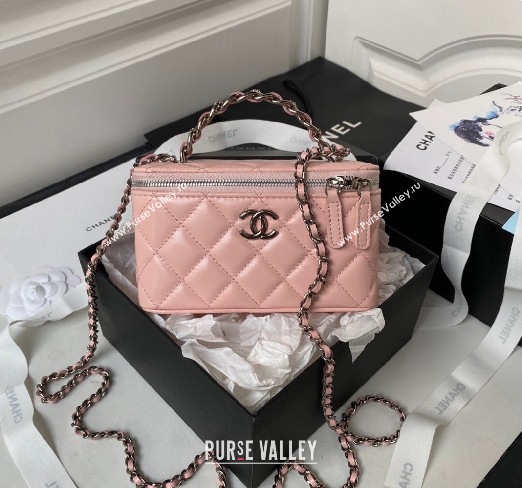 Chanel Shiny Crumpled Calfskin Clutch with Chain AP3593 Light Pink 2023 (yezi-231111059)