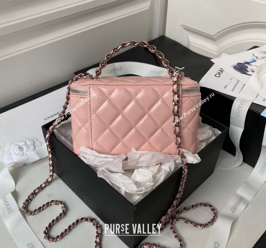 Chanel Shiny Crumpled Calfskin Clutch with Chain AP3593 Light Pink 2023 (yezi-231111059)