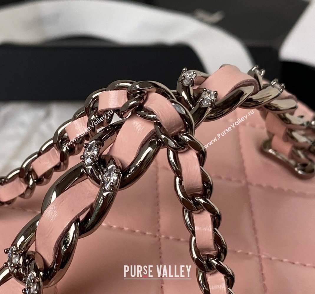 Chanel Shiny Crumpled Calfskin Clutch with Chain AP3593 Light Pink 2023 (yezi-231111059)