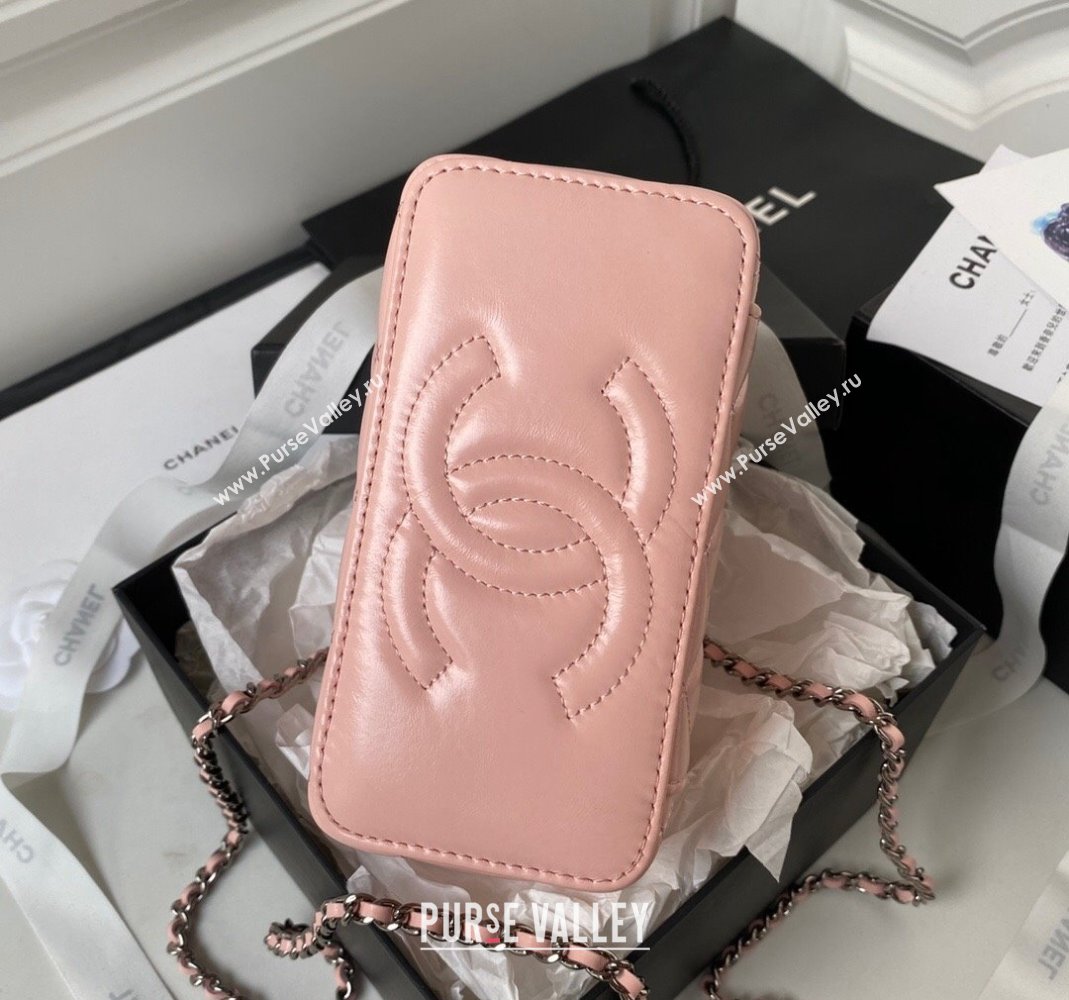 Chanel Shiny Crumpled Calfskin Clutch with Chain AP3593 Light Pink 2023 (yezi-231111059)