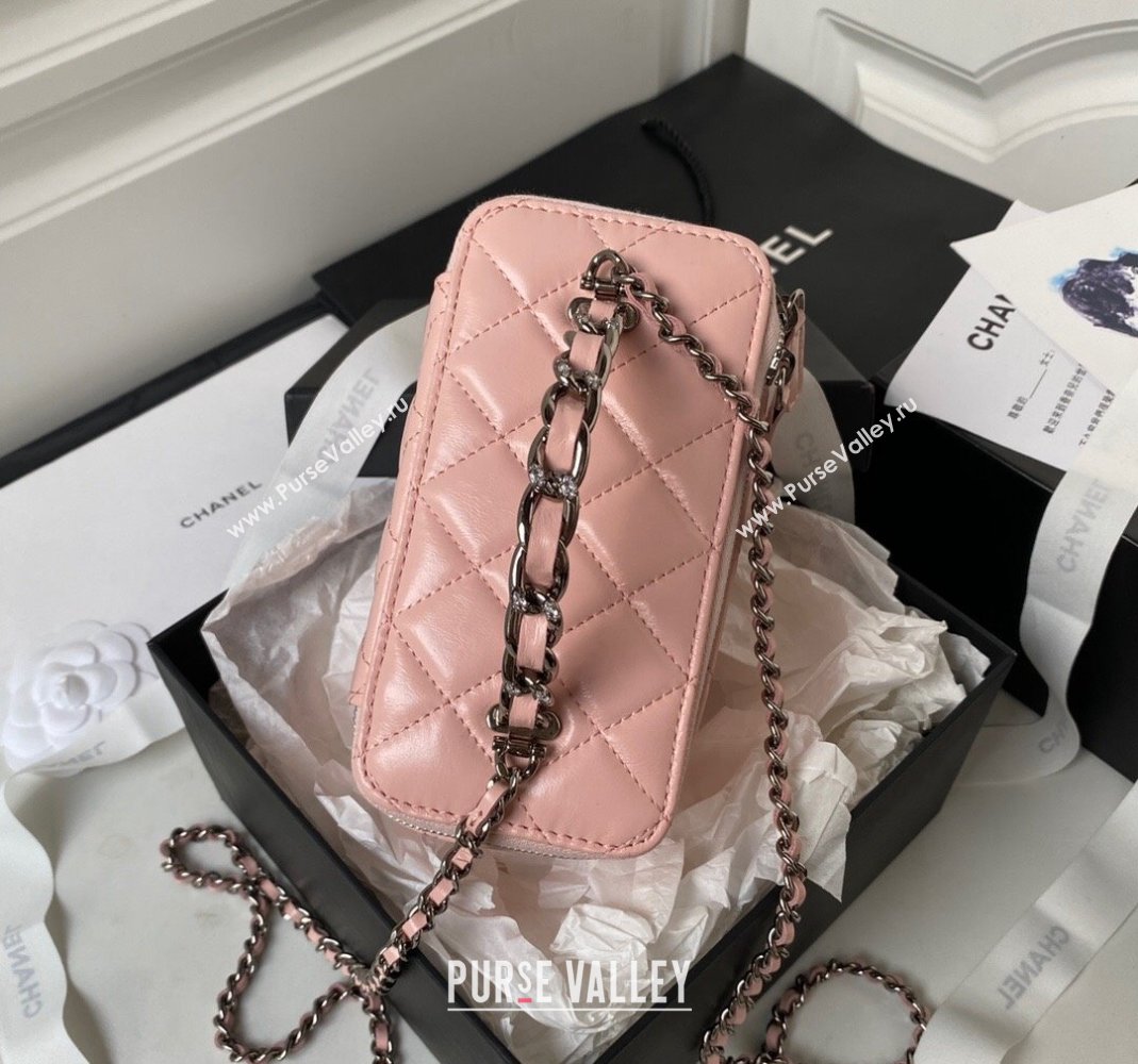 Chanel Shiny Crumpled Calfskin Clutch with Chain AP3593 Light Pink 2023 (yezi-231111059)