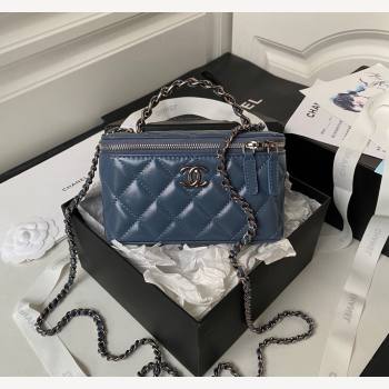 Chanel Shiny Crumpled Calfskin Clutch with Chain AP3593 Dark Blue 2023 (yezi-231111060)