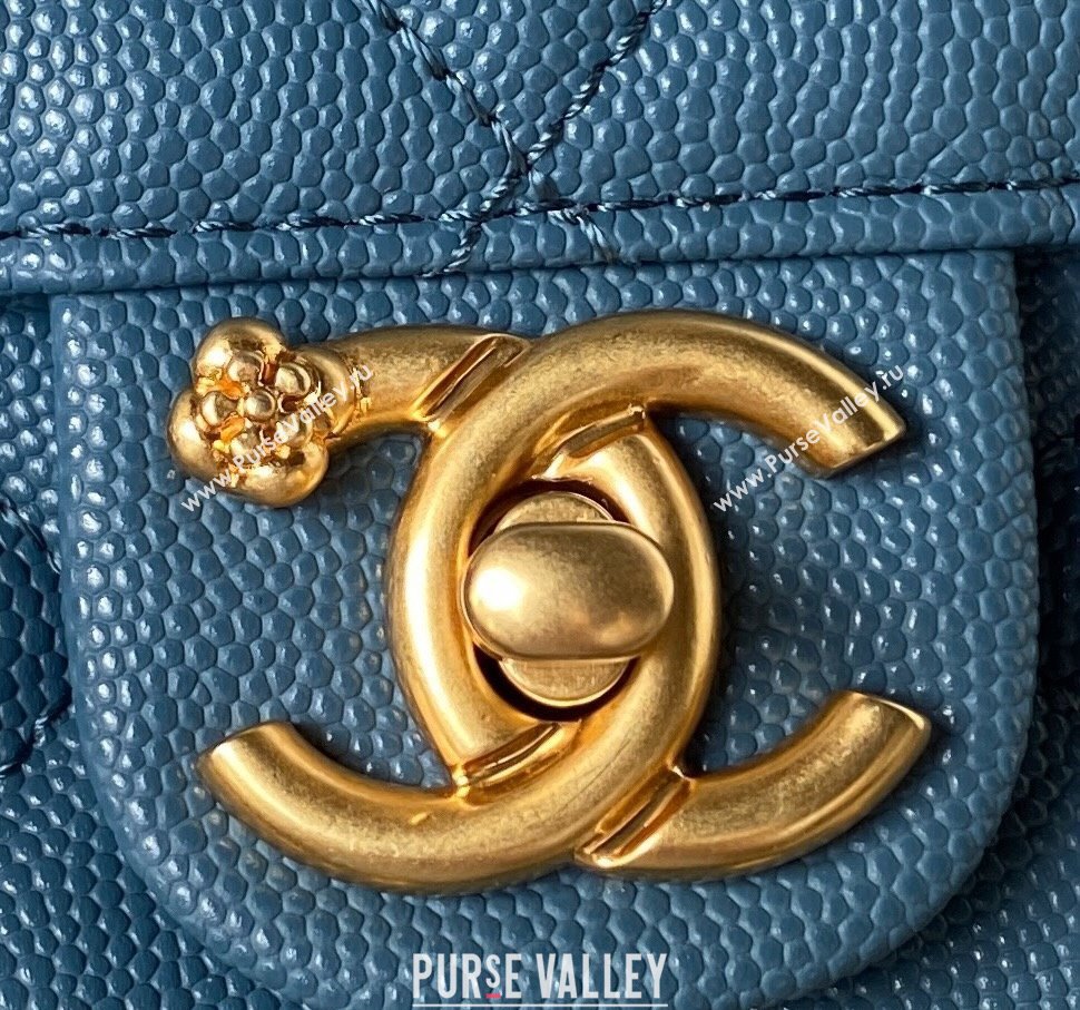 Chanel Grained Calfskin Mini Flap Bag with Chain AS4431 Blue 2023 (yezi-231111061)