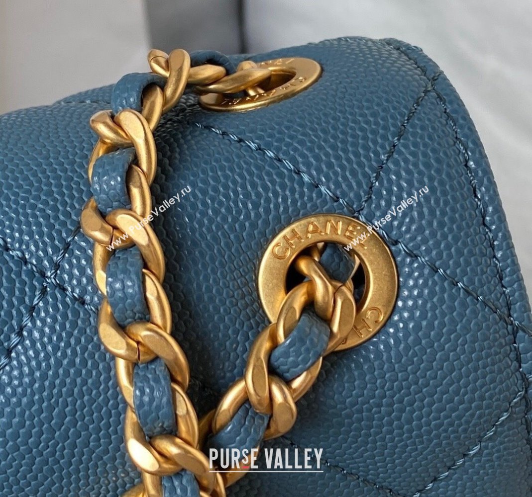 Chanel Grained Calfskin Mini Flap Bag with Chain AS4431 Blue 2023 (yezi-231111061)