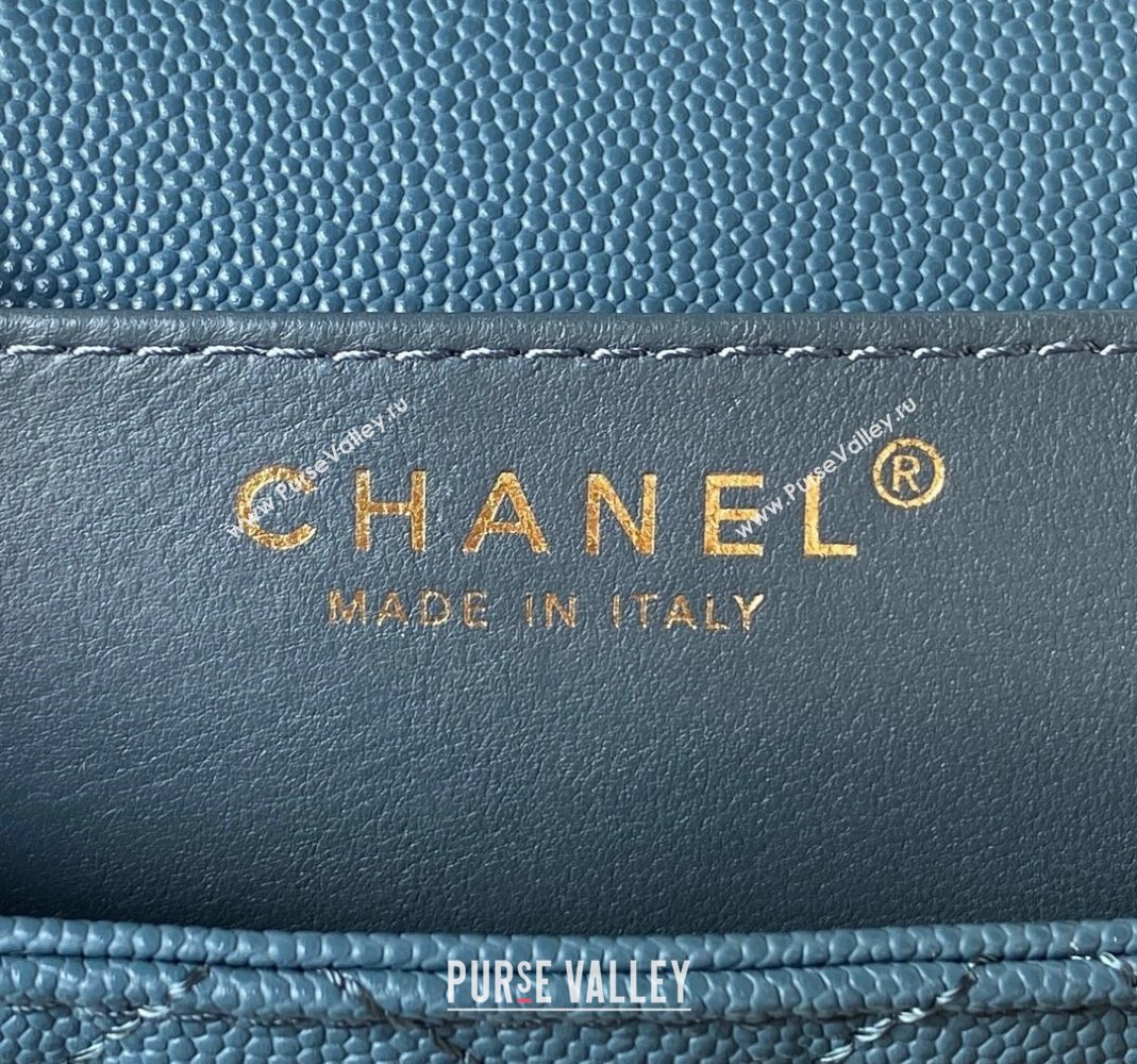 Chanel Grained Calfskin Mini Flap Bag with Chain AS4431 Blue 2023 (yezi-231111061)