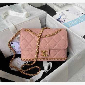 Chanel Grained Calfskin Mini Flap Bag with Chain AS4431 Light Pink 2023 (yezi-231111062)