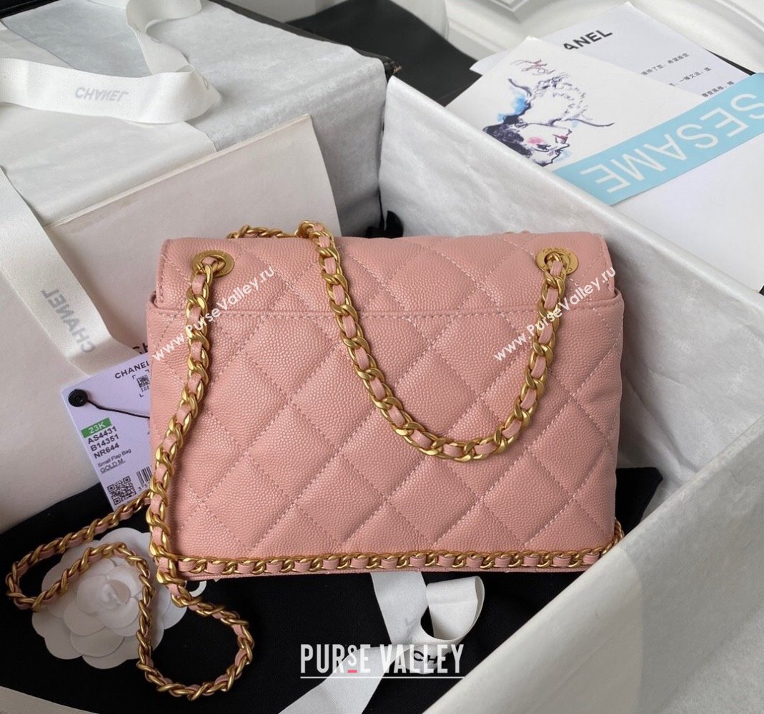 Chanel Grained Calfskin Mini Flap Bag with Chain AS4431 Light Pink 2023 (yezi-231111062)