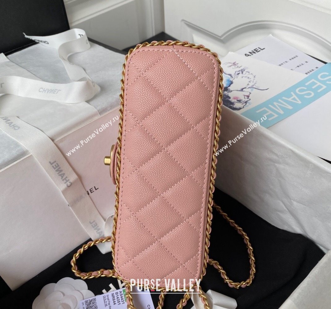 Chanel Grained Calfskin Mini Flap Bag with Chain AS4431 Light Pink 2023 (yezi-231111062)