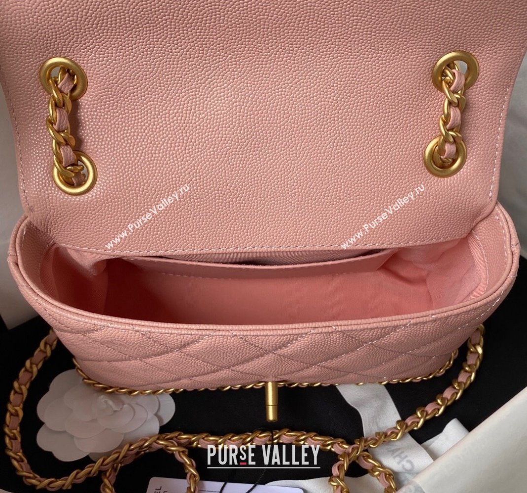 Chanel Grained Calfskin Mini Flap Bag with Chain AS4431 Light Pink 2023 (yezi-231111062)