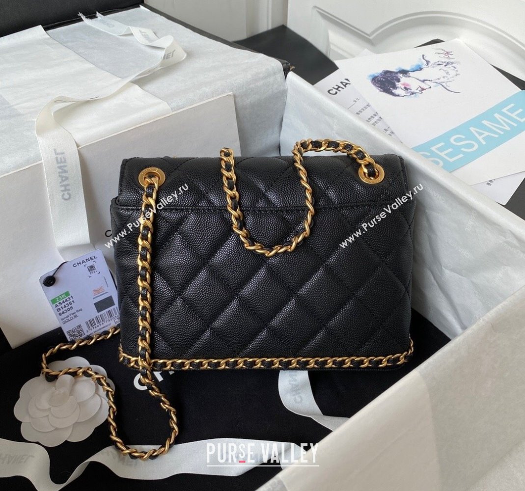 Chanel Grained Calfskin Mini Flap Bag with Chain AS4431 Black 2023 (yezi-231111063)