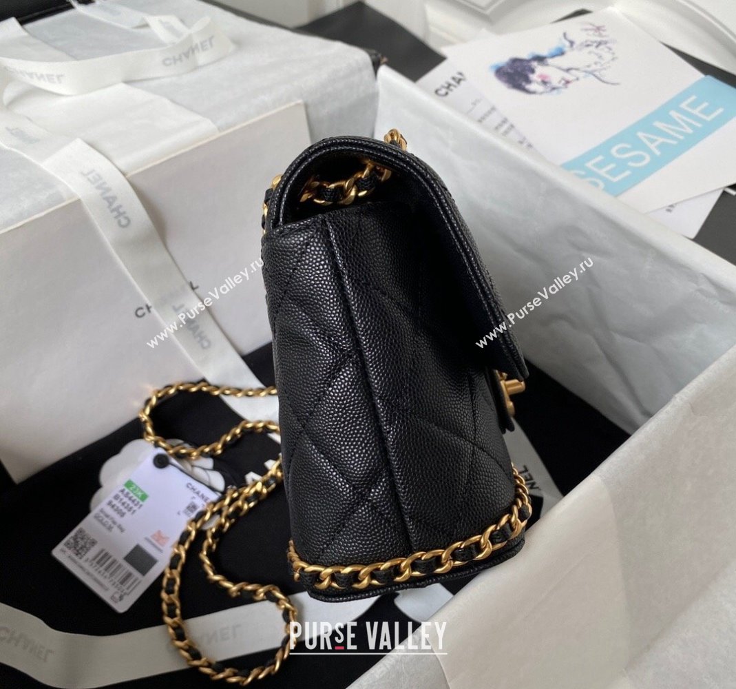 Chanel Grained Calfskin Mini Flap Bag with Chain AS4431 Black 2023 (yezi-231111063)