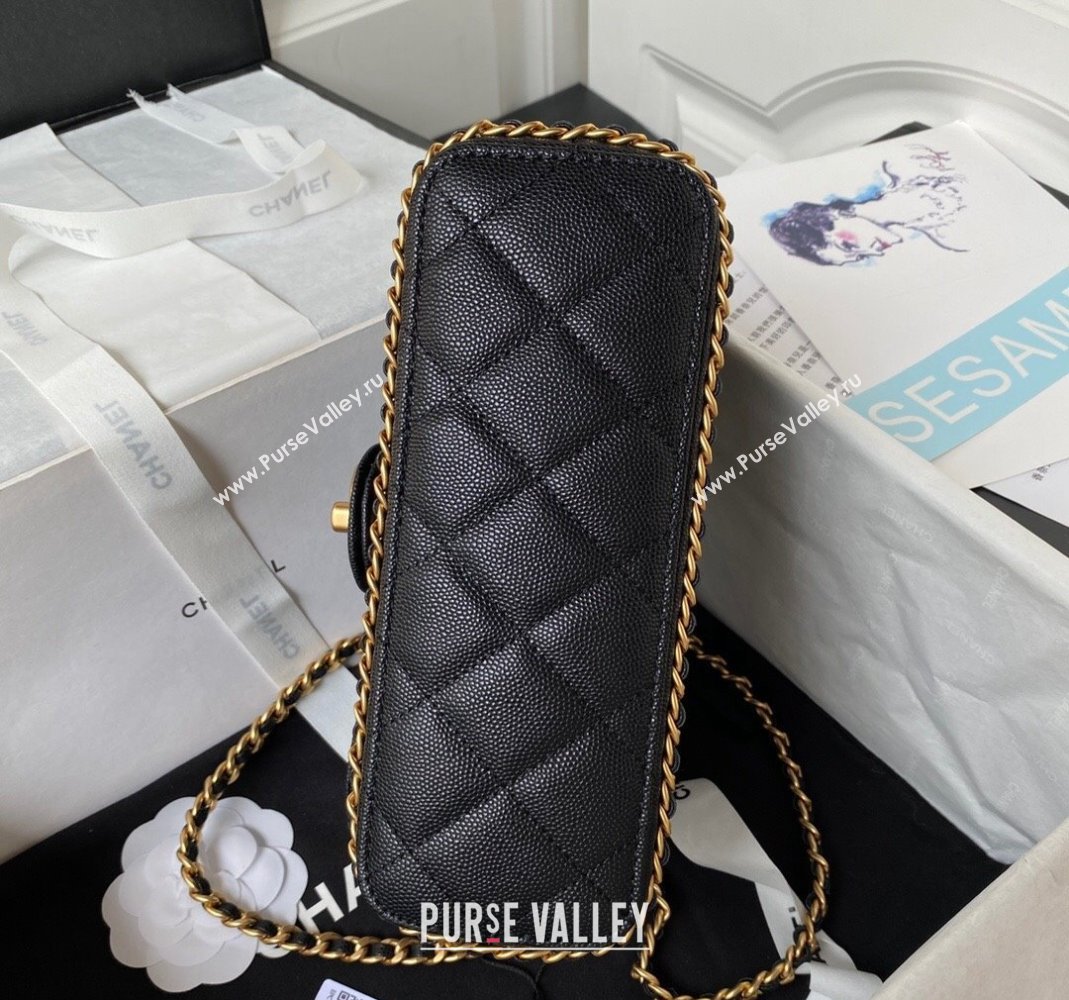 Chanel Grained Calfskin Mini Flap Bag with Chain AS4431 Black 2023 (yezi-231111063)