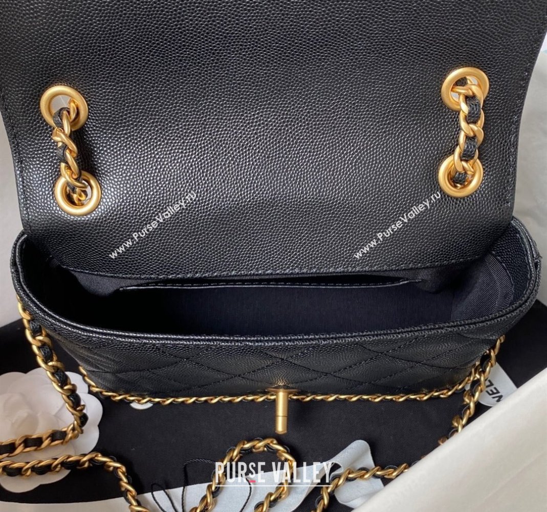 Chanel Grained Calfskin Mini Flap Bag with Chain AS4431 Black 2023 (yezi-231111063)