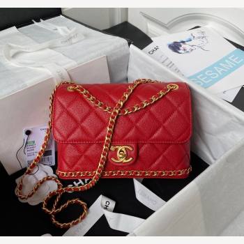 Chanel Grained Calfskin Mini Flap Bag with Chain AS4431 Red 2023 (yezi-231111064)