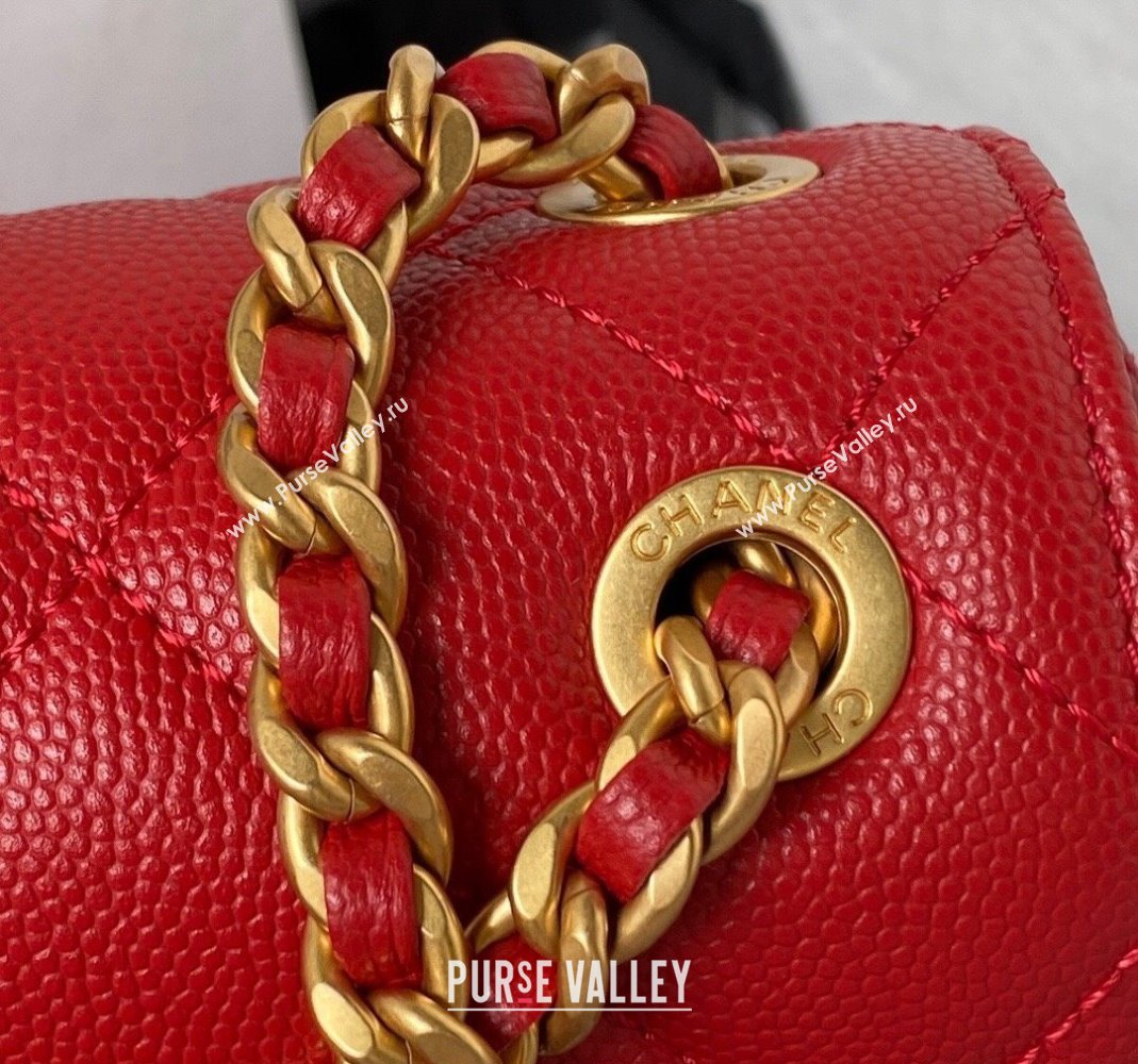 Chanel Grained Calfskin Mini Flap Bag with Chain AS4431 Red 2023 (yezi-231111064)