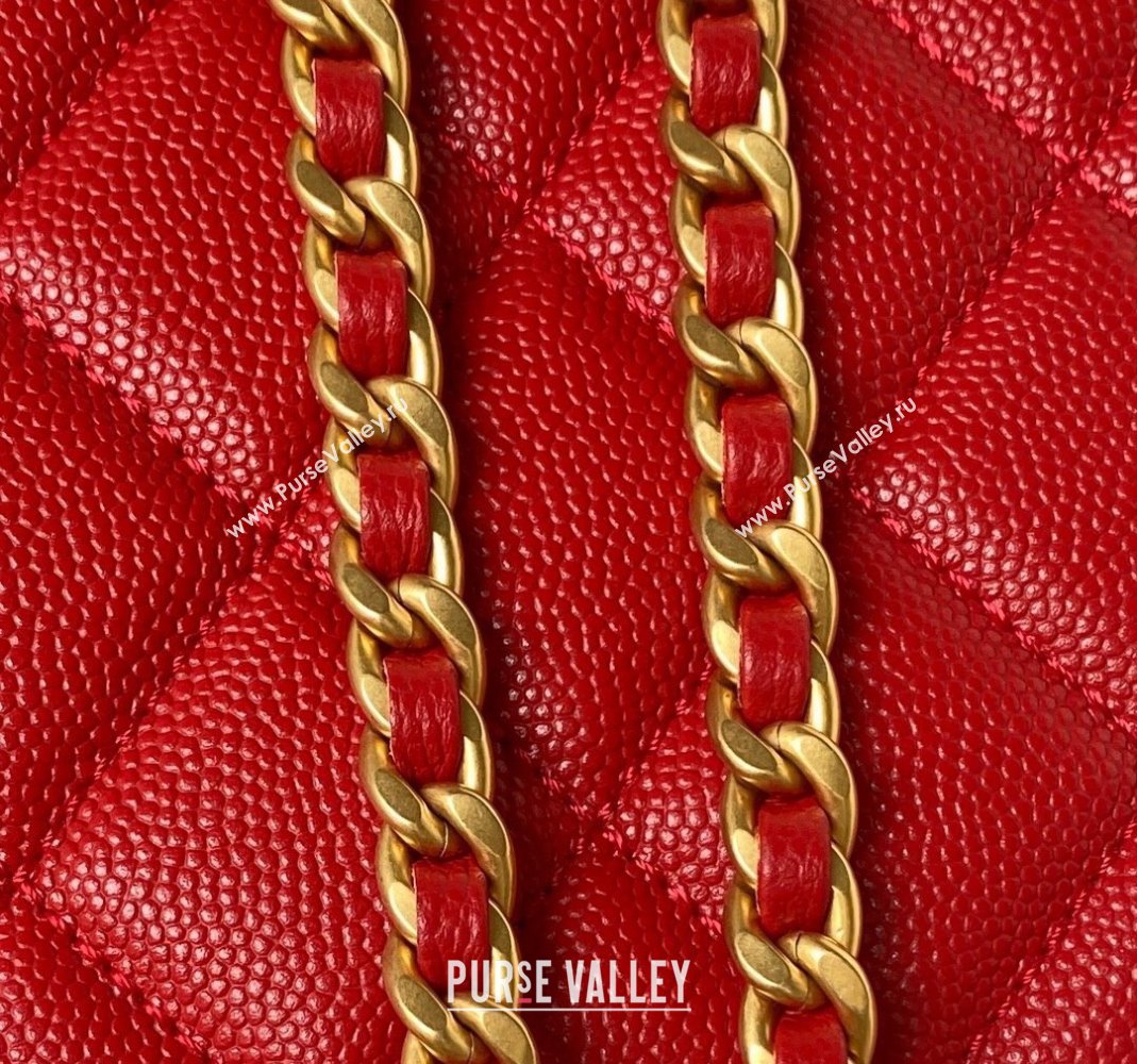 Chanel Grained Calfskin Mini Flap Bag with Chain AS4431 Red 2023 (yezi-231111064)