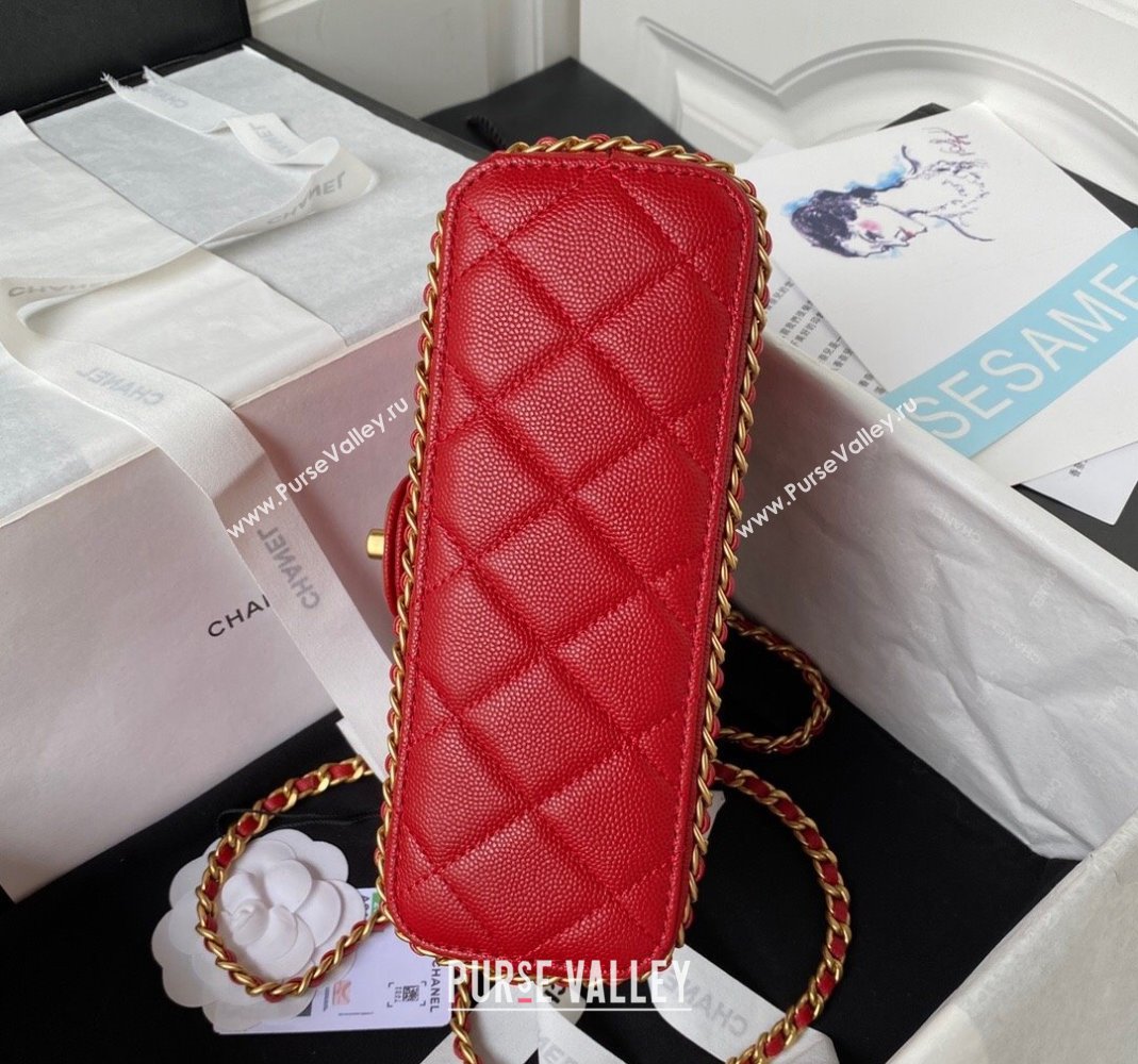 Chanel Grained Calfskin Mini Flap Bag with Chain AS4431 Red 2023 (yezi-231111064)