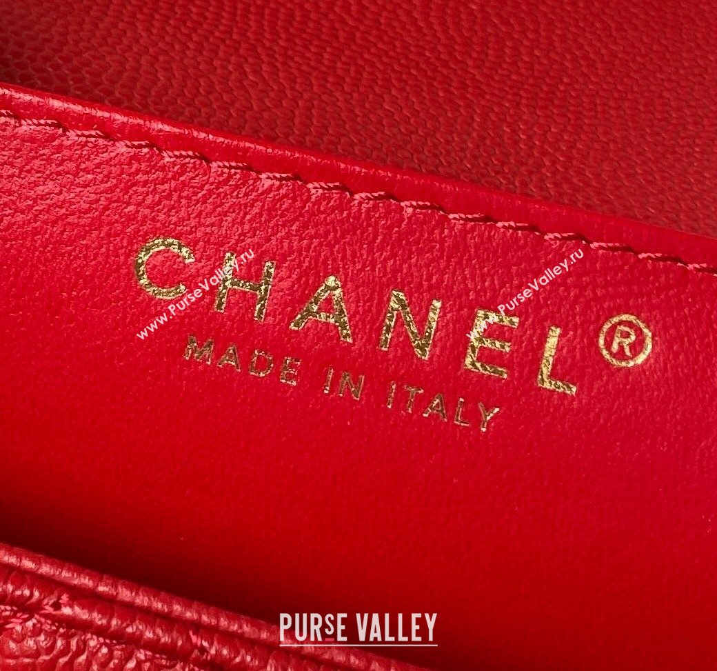 Chanel Grained Calfskin Mini Flap Bag with Chain AS4431 Red 2023 (yezi-231111064)