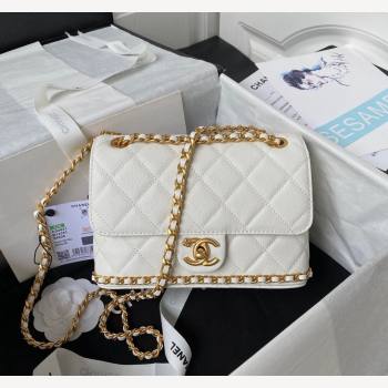 Chanel Grained Calfskin Mini Flap Bag with Chain AS4431 White 2023 (yezi-231111065)