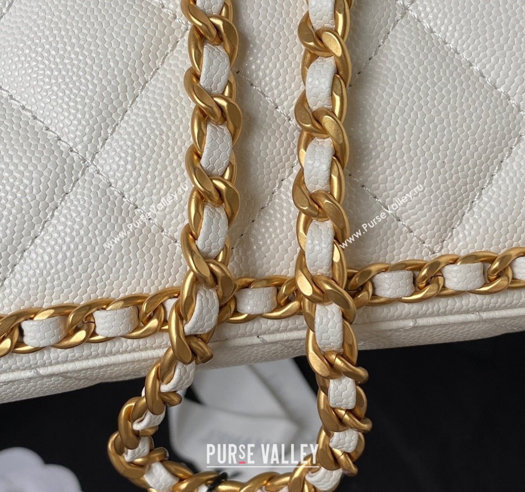 Chanel Grained Calfskin Mini Flap Bag with Chain AS4431 White 2023 (yezi-231111065)