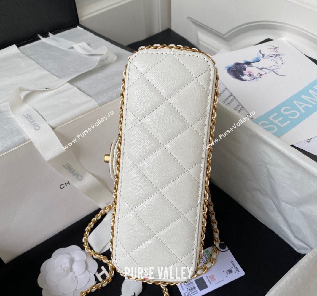 Chanel Grained Calfskin Mini Flap Bag with Chain AS4431 White 2023 (yezi-231111065)