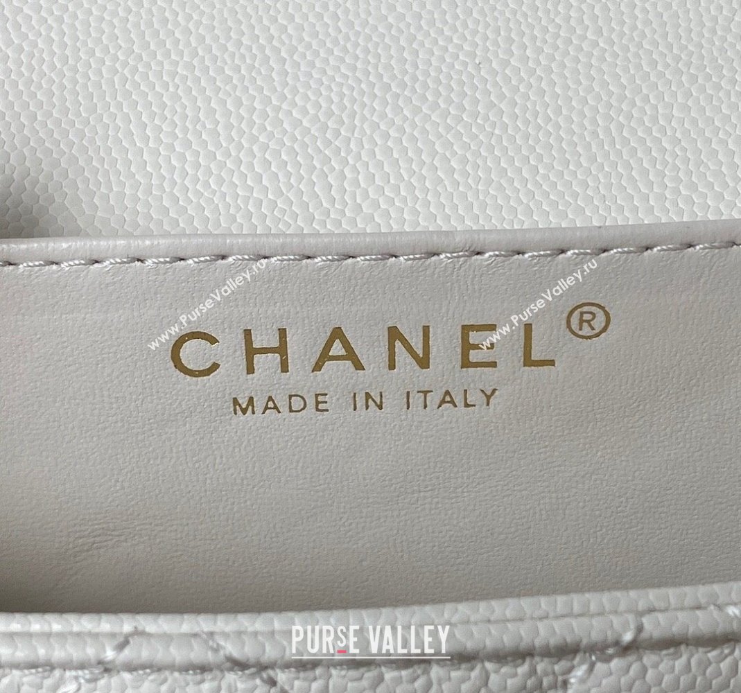 Chanel Grained Calfskin Mini Flap Bag with Chain AS4431 White 2023 (yezi-231111065)