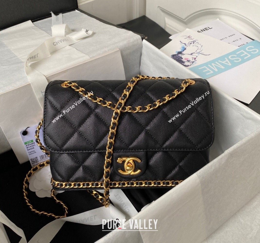 Chanel Grained Calfskin Small Flap Bag with Chain AS4489 Black 2023 (yezi-231111066)