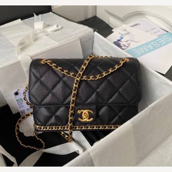 Chanel Grained Calfskin Small Flap Bag with Chain AS4489 Black 2023 (yezi-231111066)