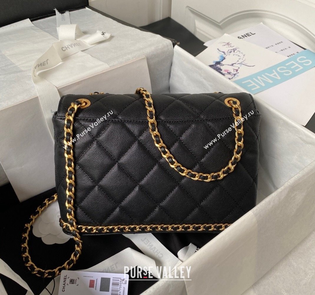 Chanel Grained Calfskin Small Flap Bag with Chain AS4489 Black 2023 (yezi-231111066)