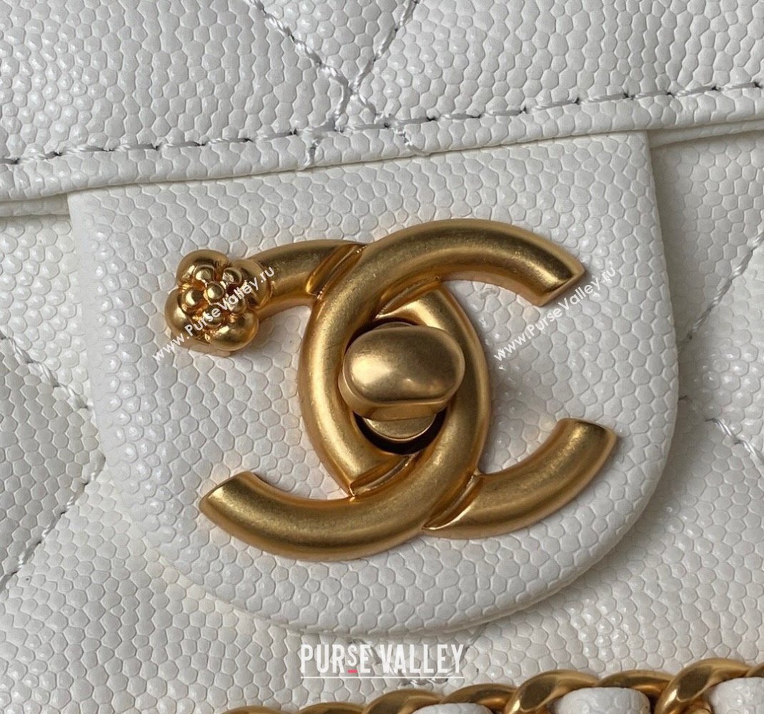 Chanel Grained Calfskin Small Flap Bag with Chain AS4489 White 2023 (yezi-231111067)