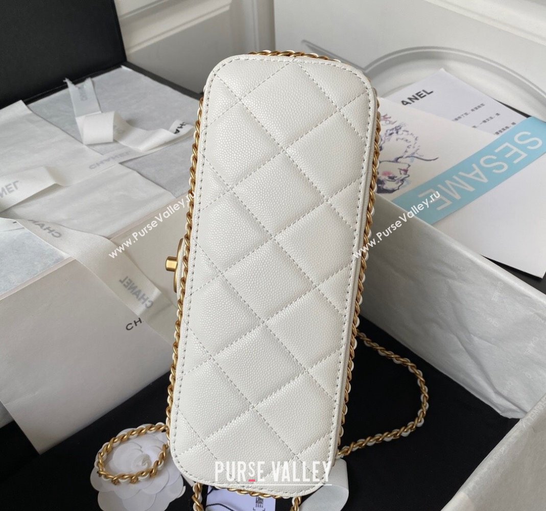 Chanel Grained Calfskin Small Flap Bag with Chain AS4489 White 2023 (yezi-231111067)