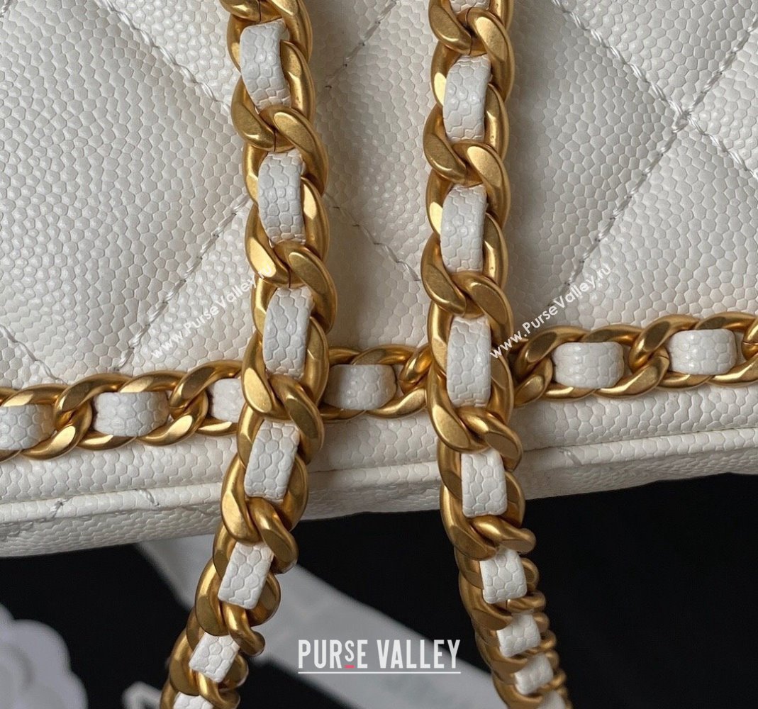 Chanel Grained Calfskin Small Flap Bag with Chain AS4489 White 2023 (yezi-231111067)