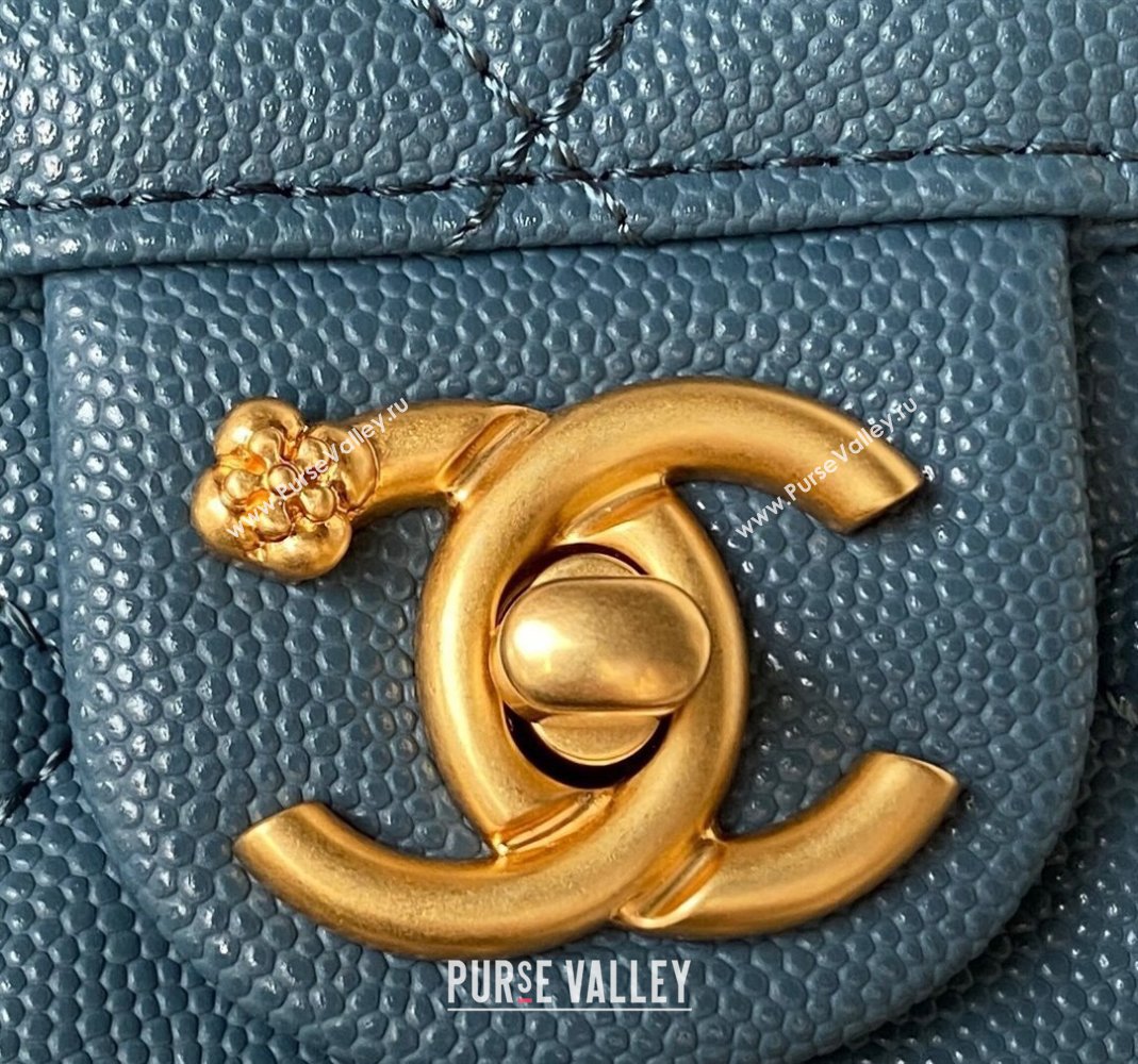 Chanel Grained Calfskin Small Flap Bag with Chain AS4489 Blue 2023 (yezi-231111068)