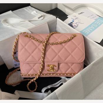 Chanel Grained Calfskin Small Flap Bag with Chain AS4489 Light Pink 2023 (yezi-231111069)