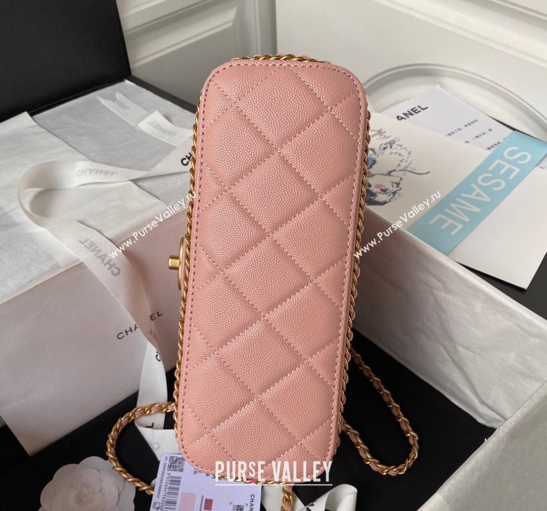 Chanel Grained Calfskin Small Flap Bag with Chain AS4489 Light Pink 2023 (yezi-231111069)