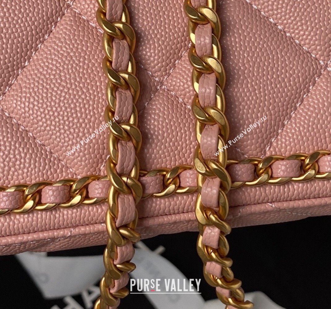 Chanel Grained Calfskin Small Flap Bag with Chain AS4489 Light Pink 2023 (yezi-231111069)