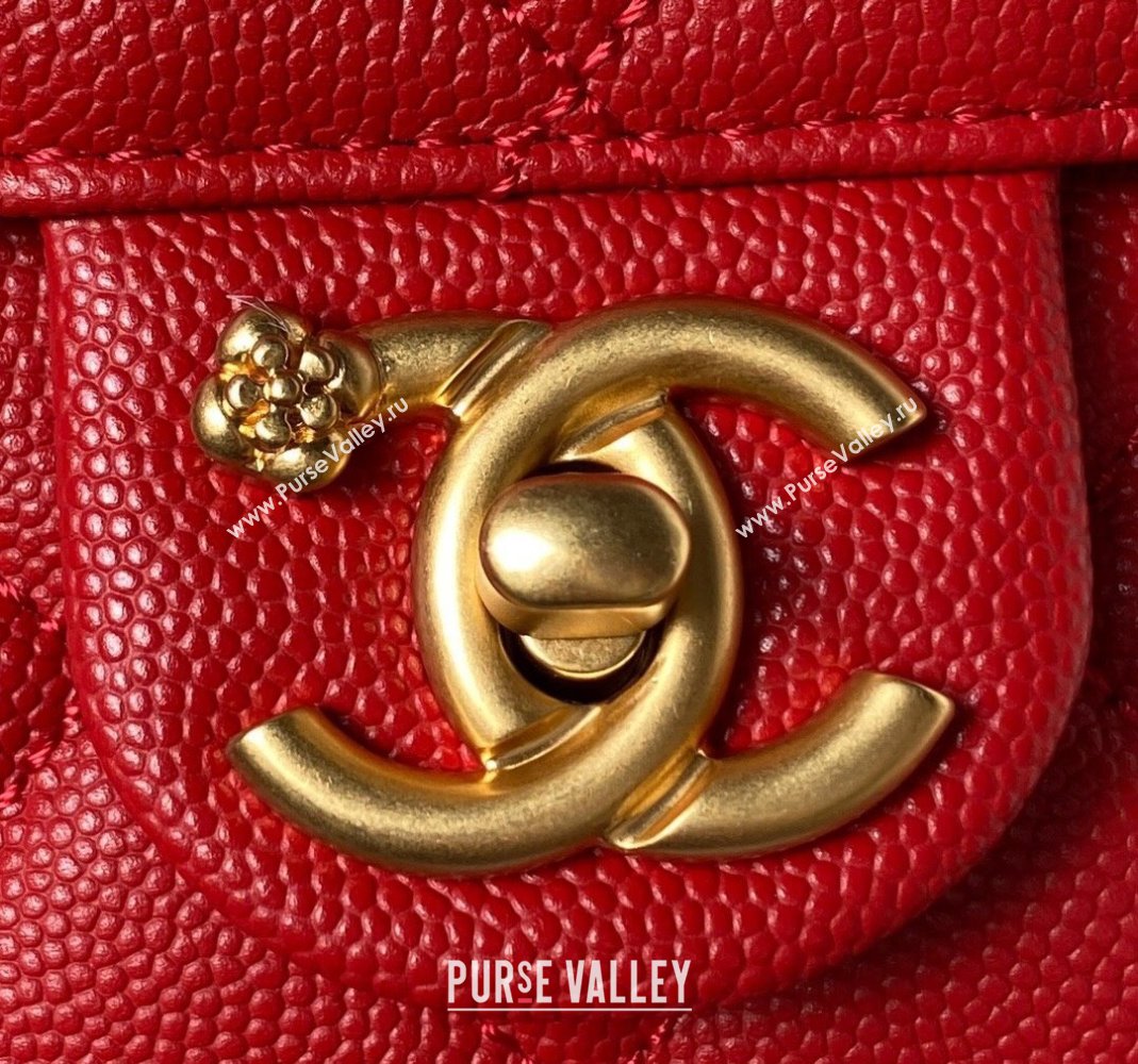 Chanel Grained Calfskin Backpack Bag with Chain AS4490 Red 2023 (yezi-231111070)