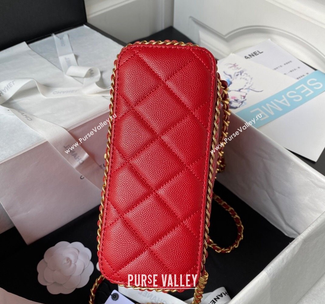 Chanel Grained Calfskin Backpack Bag with Chain AS4490 Red 2023 (yezi-231111070)