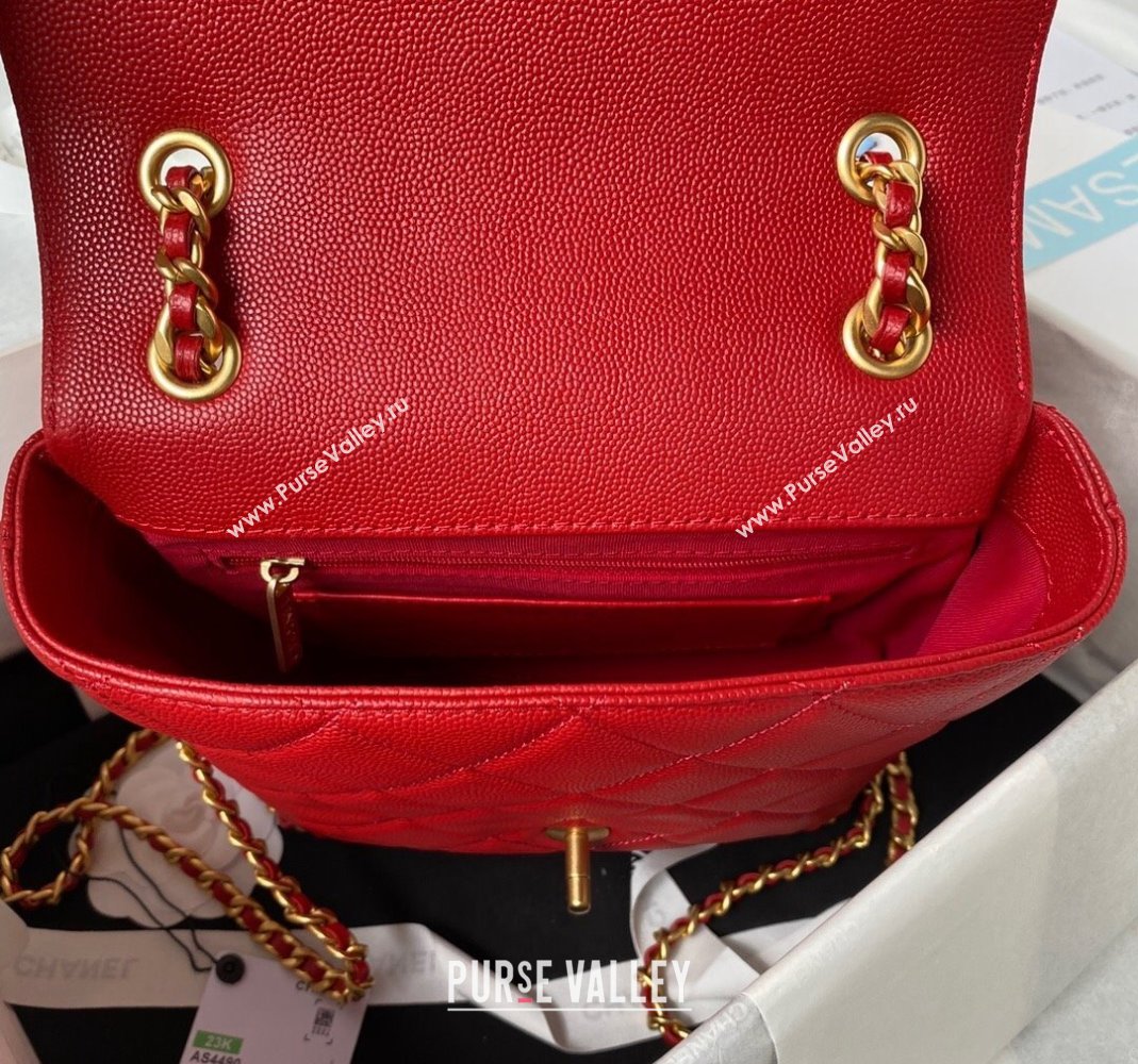 Chanel Grained Calfskin Backpack Bag with Chain AS4490 Red 2023 (yezi-231111070)