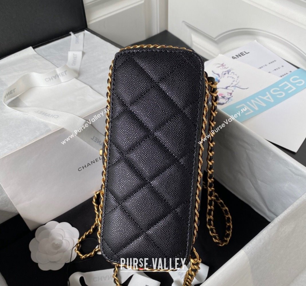 Chanel Grained Calfskin Backpack Bag with Chain AS4490 Black 2023 (yezi-231111071)