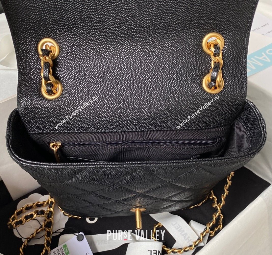 Chanel Grained Calfskin Backpack Bag with Chain AS4490 Black 2023 (yezi-231111071)