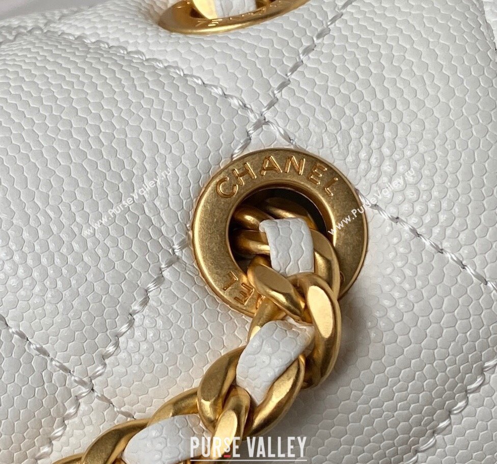 Chanel Grained Calfskin Backpack Bag with Chain AS4490 White 2023 (yezi-231111072)