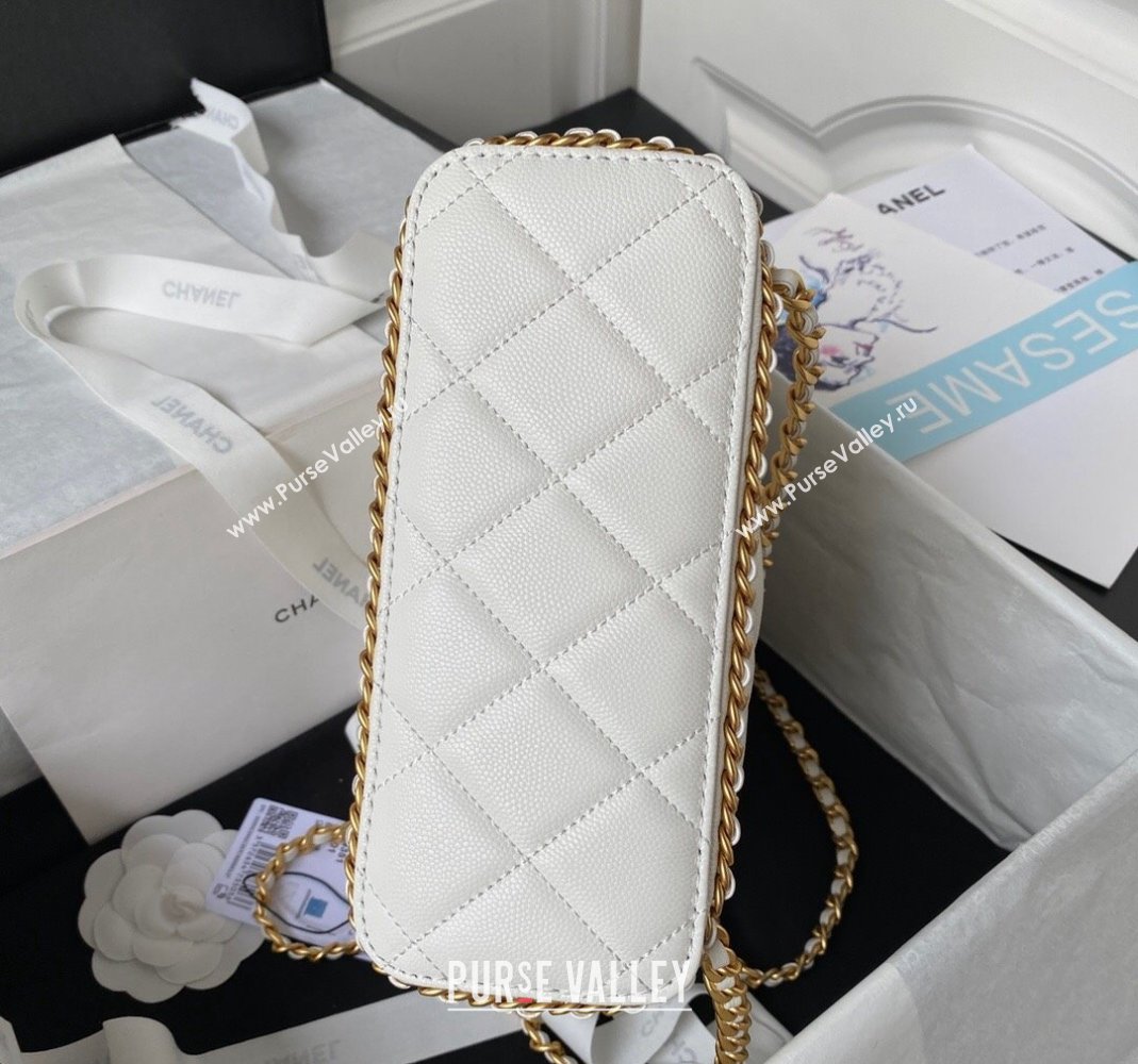 Chanel Grained Calfskin Backpack Bag with Chain AS4490 White 2023 (yezi-231111072)