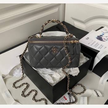 Chanel Lambskin Clutch with Chain and CC Top handle Grey 2023 AP2199 (sm-231111076)