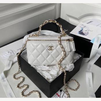 Chanel Lambskin Clutch with Chain and CC Top handle White 2023 AP2199 (sm-231111077)