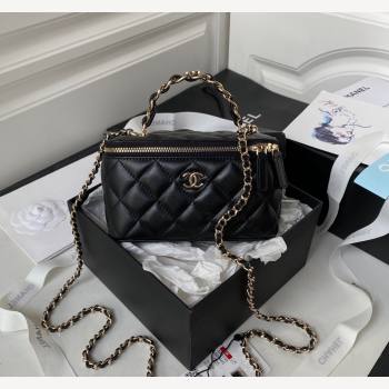 Chanel Lambskin Clutch with Chain and CC Top handle Black 2023 AP2199 (sm-231111078)