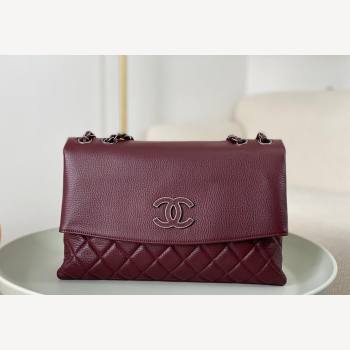 Chanel Classic Calfskin Flap Bag Burgundy 2023 A07095 (sm-231111075)