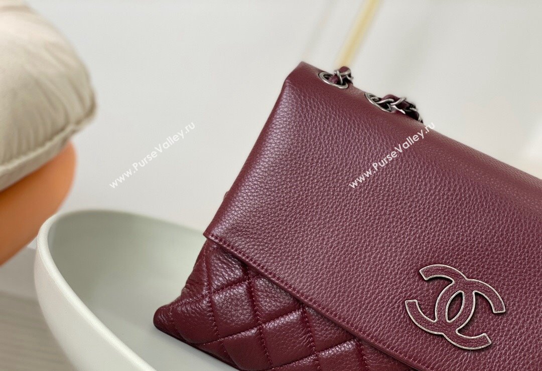 Chanel Classic Calfskin Flap Bag Burgundy 2023 A07095 (sm-231111075)