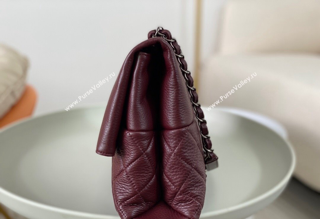 Chanel Classic Calfskin Flap Bag Burgundy 2023 A07095 (sm-231111075)